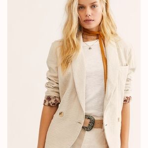 Free People Textured Cream Blazer
